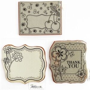 𝅺HERO Arts Lot of 3 Clings Unmounted Rubber Stamps Cherries Thank You Floral